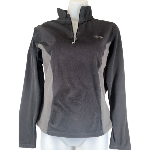 The‎ North Face Jacket Women's Large Black TKA 100 Light Fleece 1/4 Zip Outdoors - Picture 1 of 9
